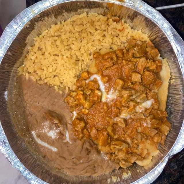Two Tamales with Chile Con Carne Plate.